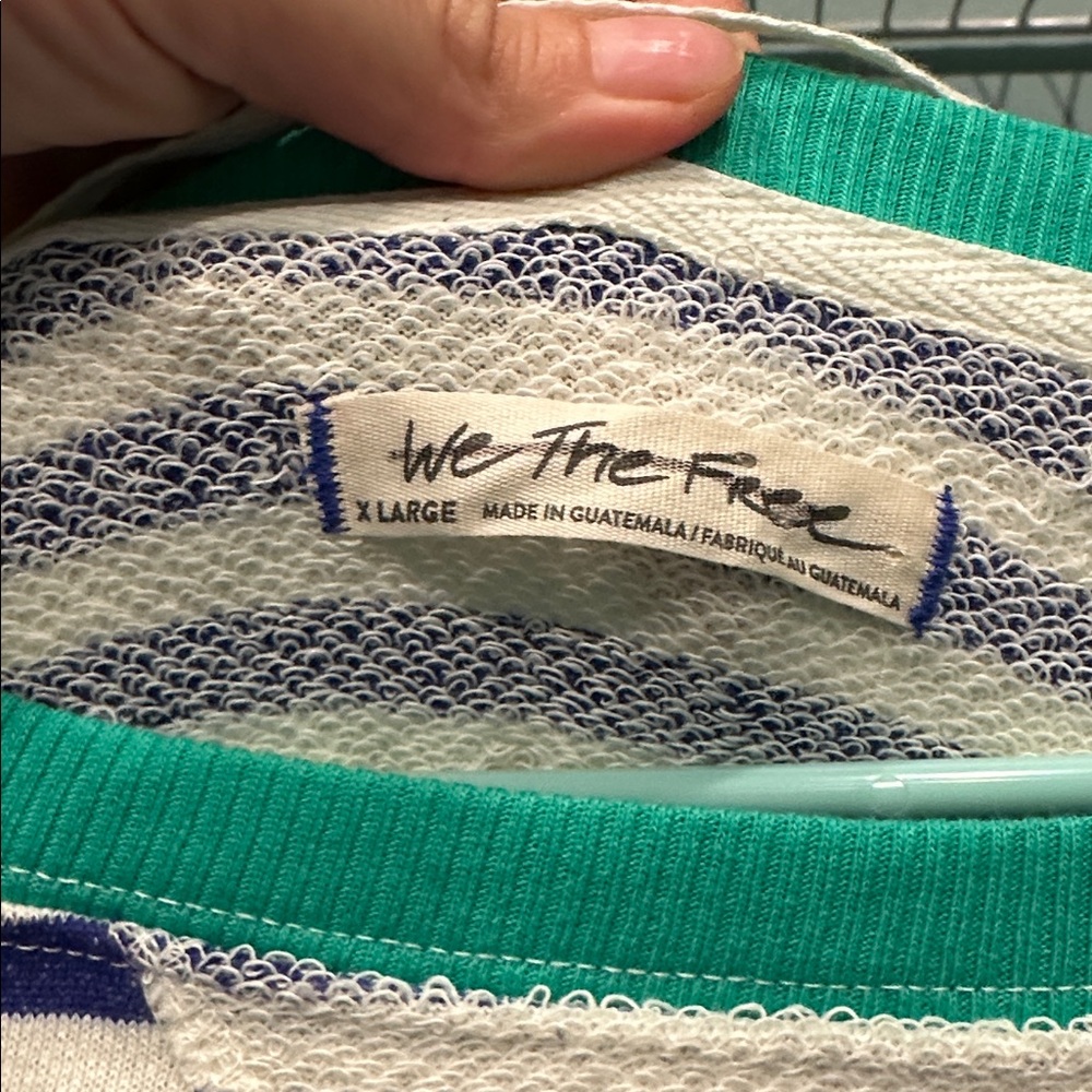 We The Free Blue and White Striped Sweater with Green Trim - Picture 5 of 6